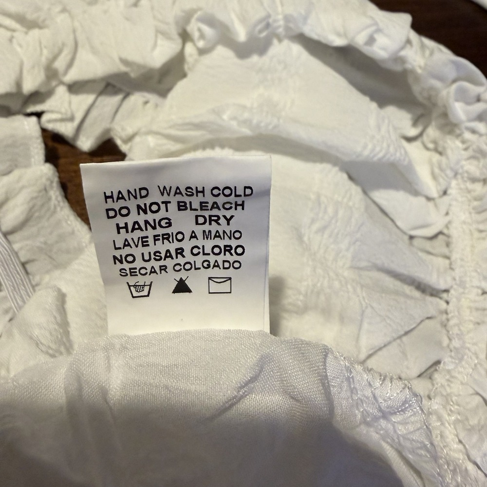 Brand New PaperMoon Woman's Smocked Crop Top Size L White Coquette Cottagecore‎ - Picture 7 of 9